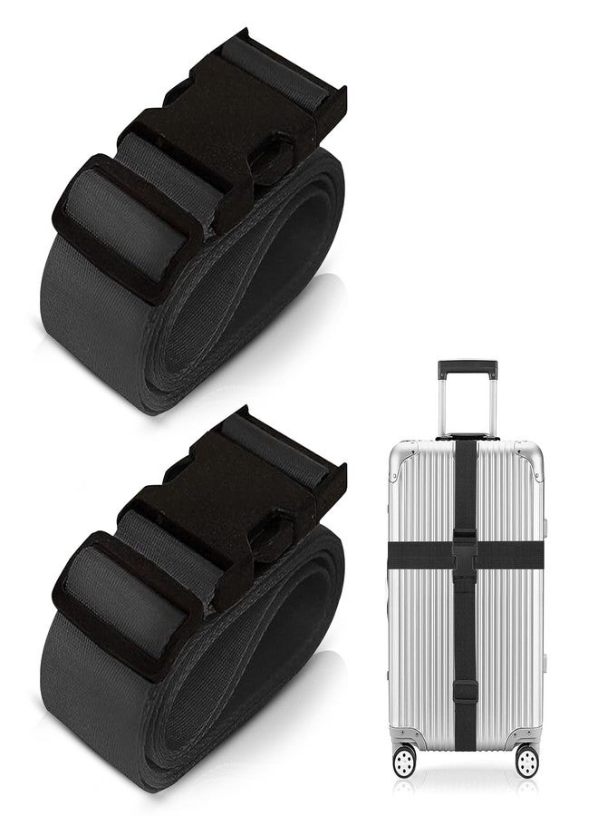 روبوست حزام أمتعة متين - عبوة من قطعتين (أسود) | خامة شديدة التحمل | حزام سفر قابل للتعديل للحقائب | تصميم أنيق | يحمي أغراضك - Image 1